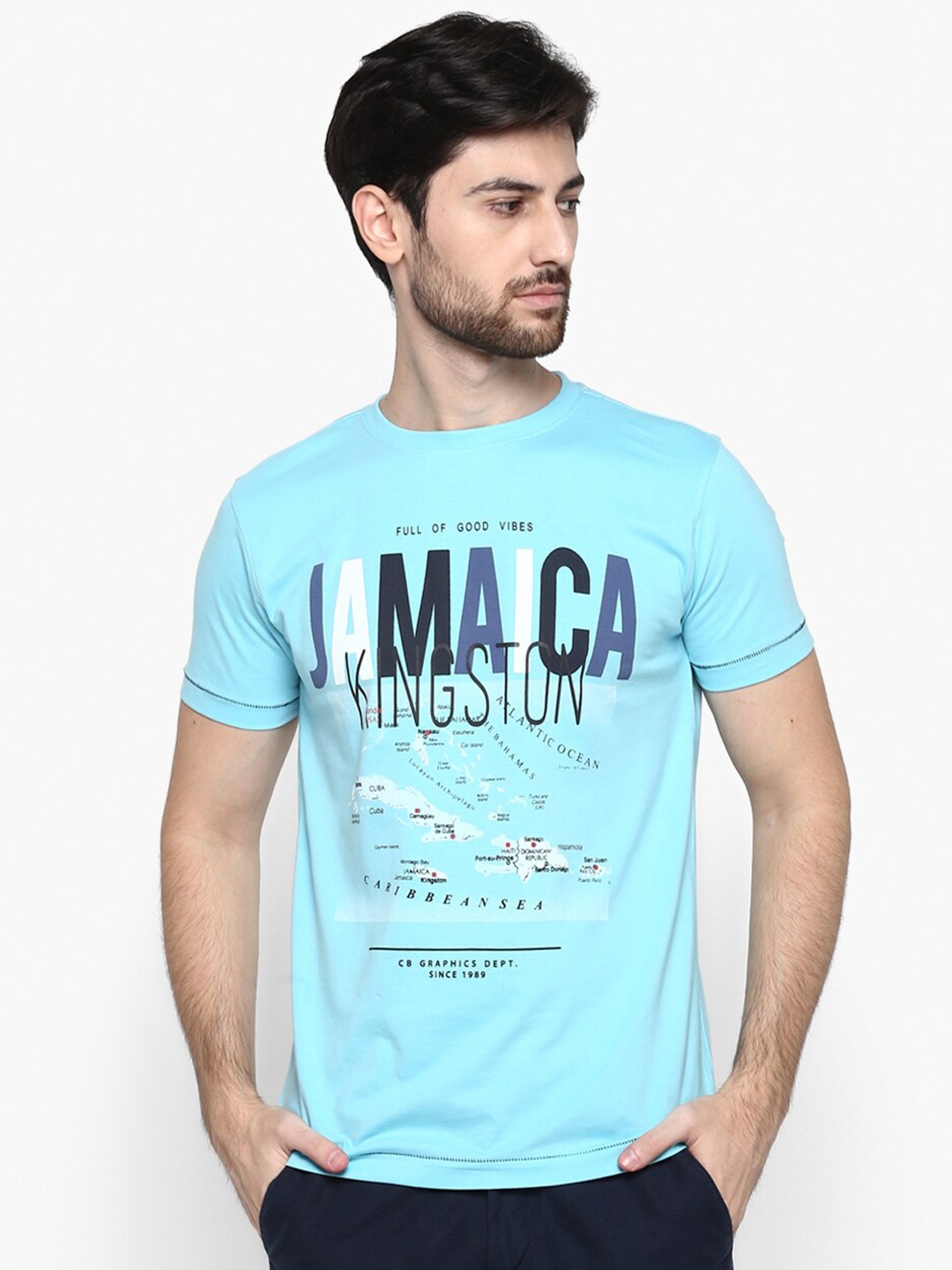 

Cantabil Men Blue Typography Printed T-shirt