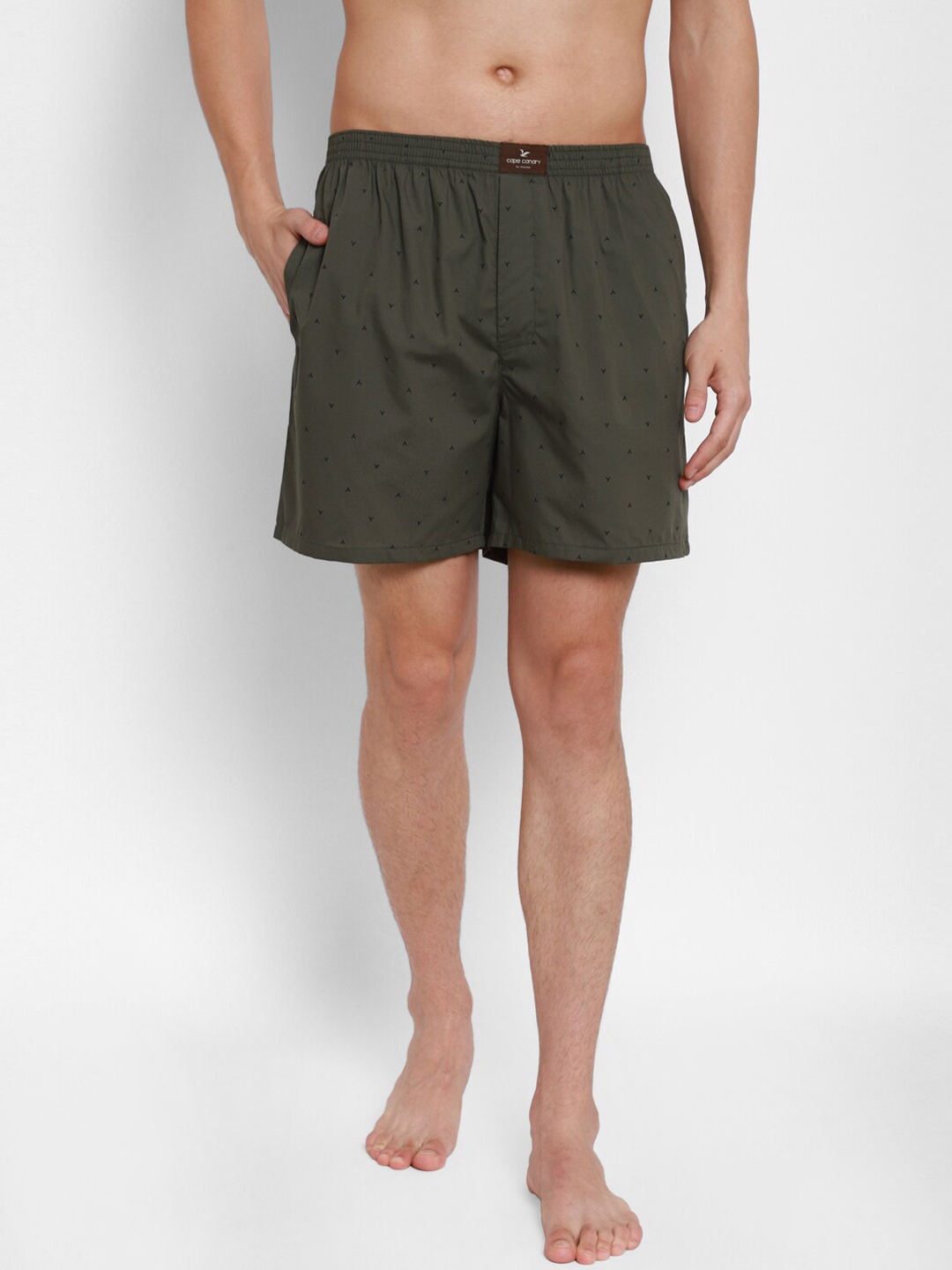 

cape canary Men Olive Green & Blue Printed Cotton Boxers CCAMBXYPRINTGREEN