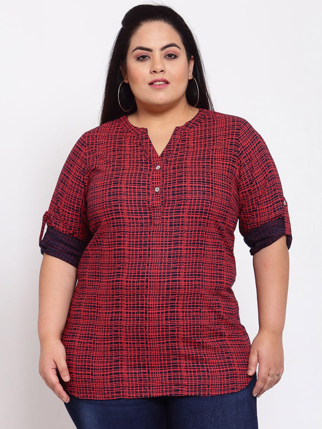 

plusS Red Shirt Style Top