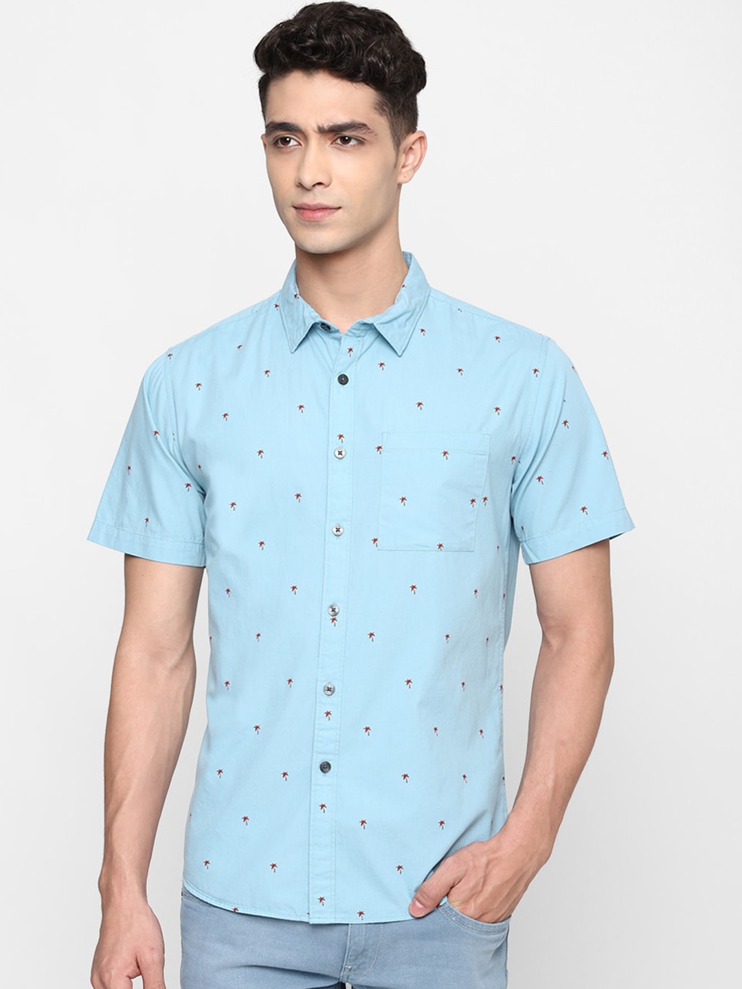 

FOREVER 21 Men Blue Printed Classic Fit Pure Cotton Casual Shirt
