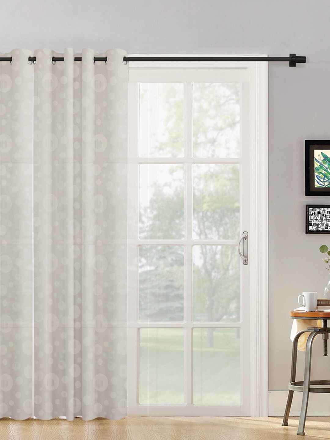 

HOSTA HOMES Cream-Coloured Geometric Long Door Curtain