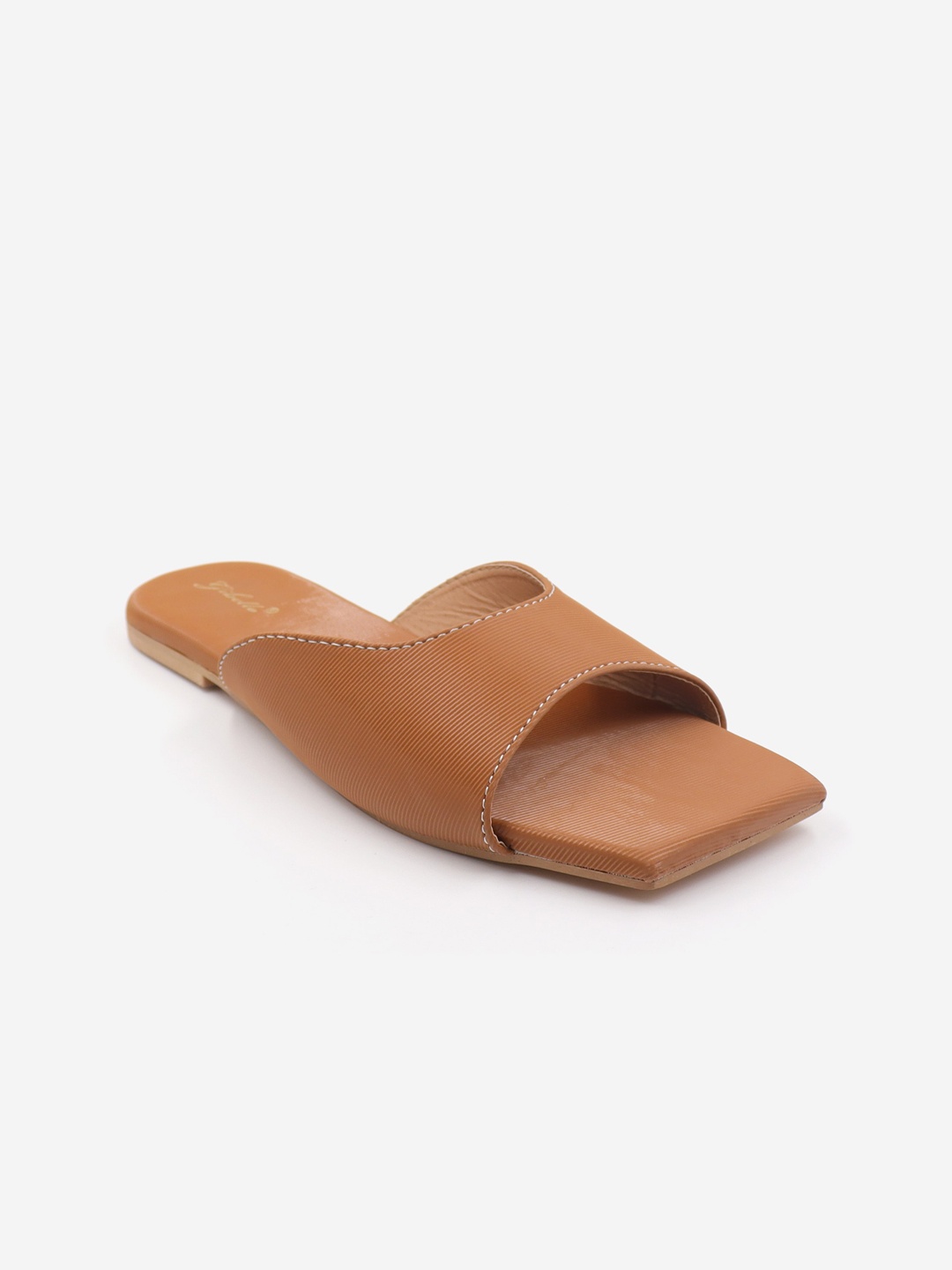

Gibelle Women Brown Textured Open Toe Flats
