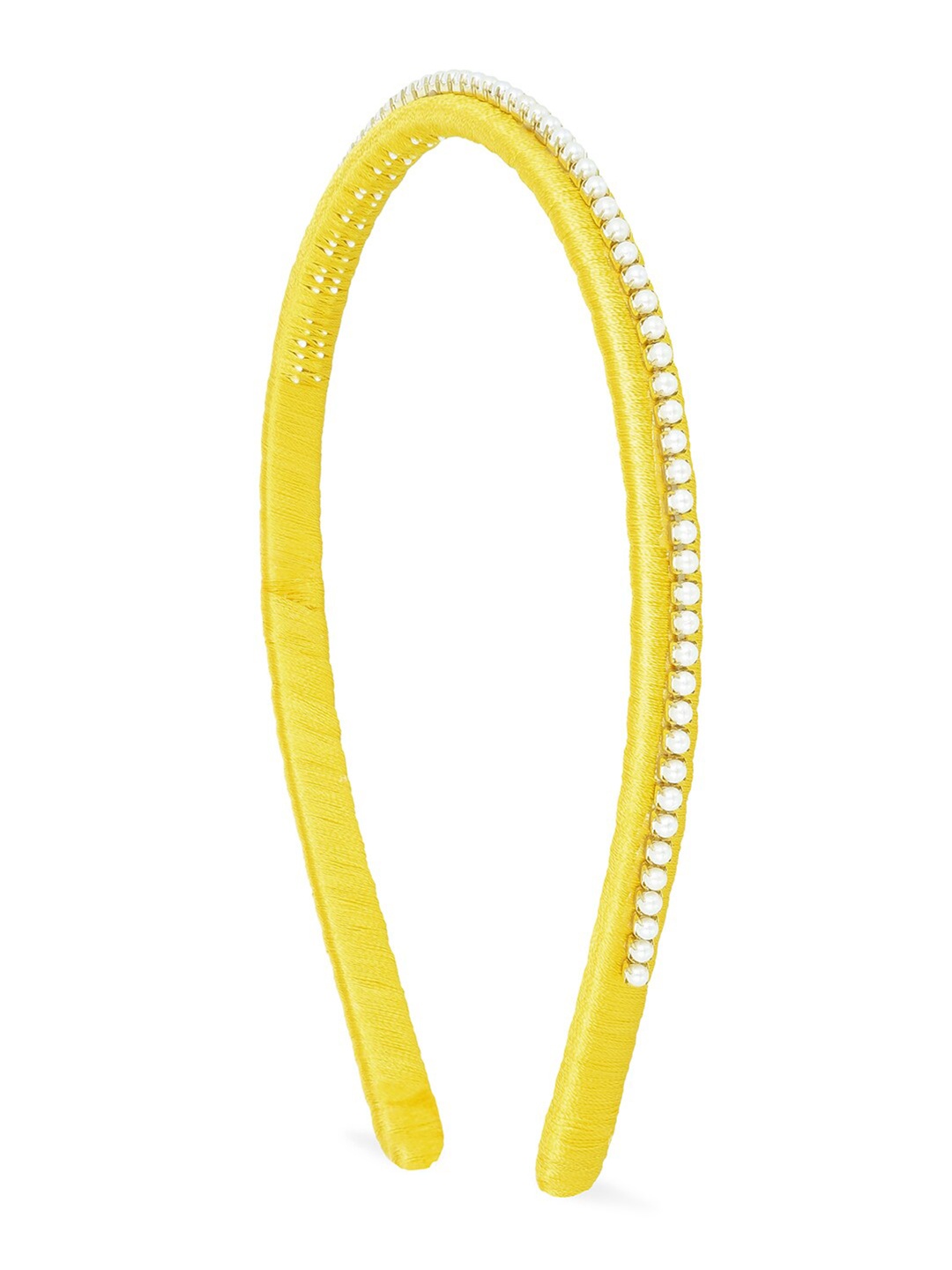 

AKSHARA Girls Yellow & White Beaded Hairband