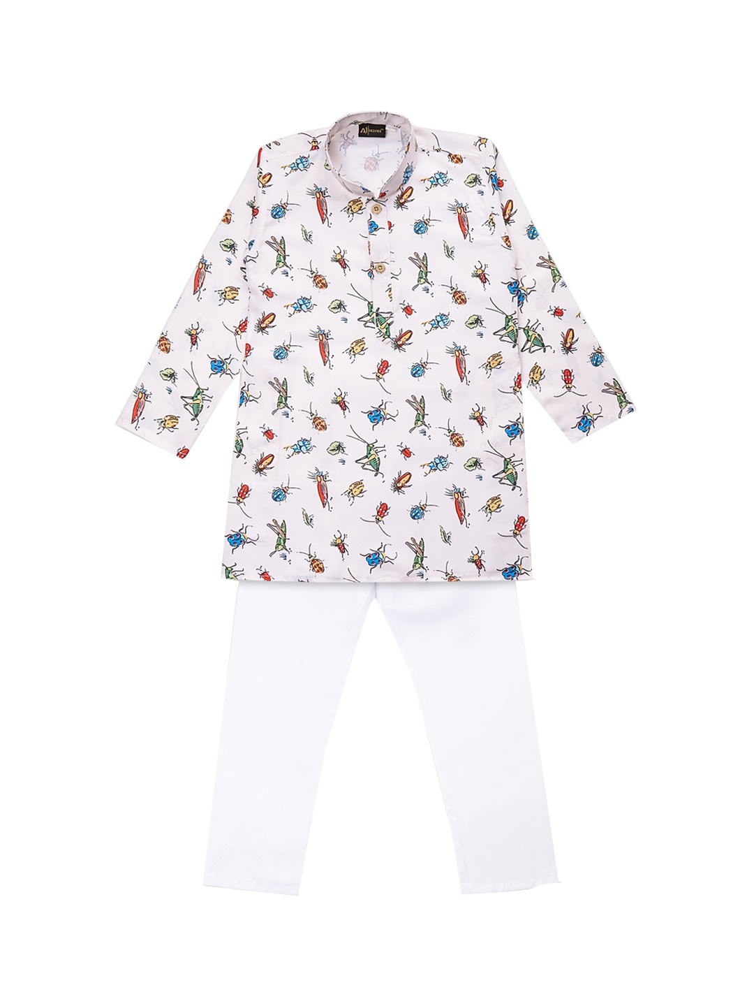 

Aj DEZInES Boys Multicoloured Floral Printed Empire Pure Cotton Kurta with Pyjamas, Multi