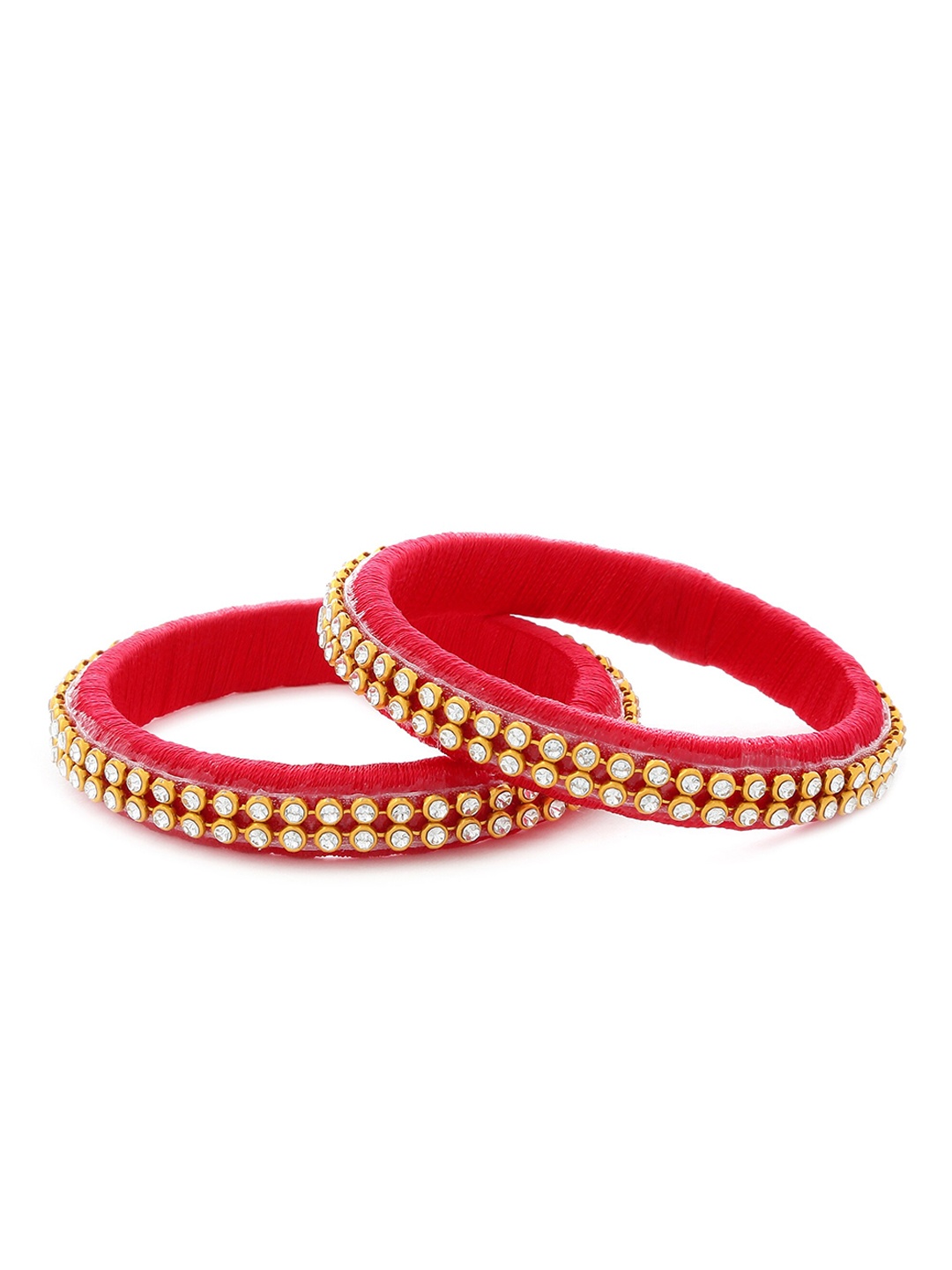 

AKSHARA Set Of 2 Red & White Stone-Studded Handcrafted Bangles