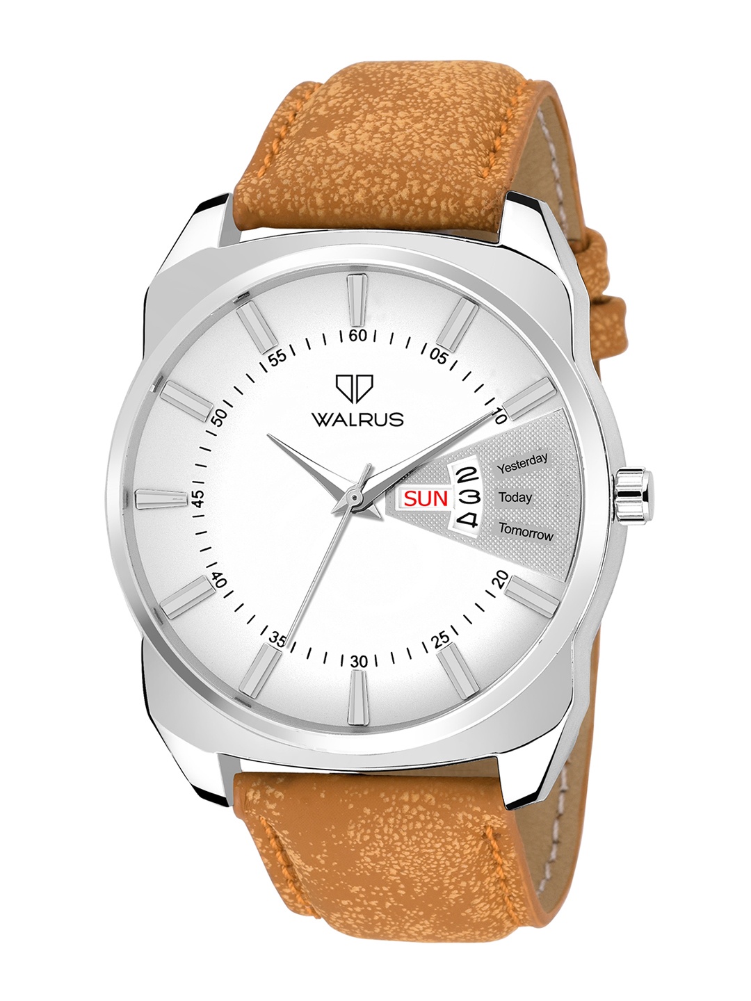 

Walrus Men White Brass Printed Dial & Mustard Straps Analogue Watch-011607