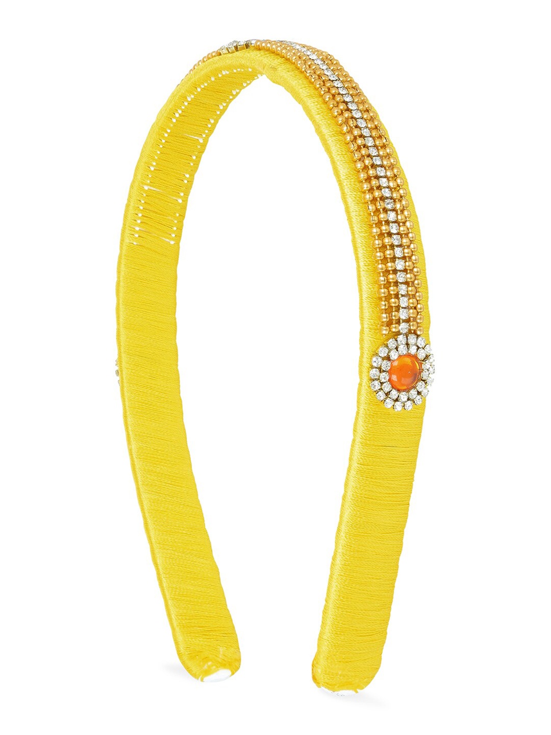 

AKSHARA Girls Yellow Handcrafted Embellished Hairband with Silk Thread