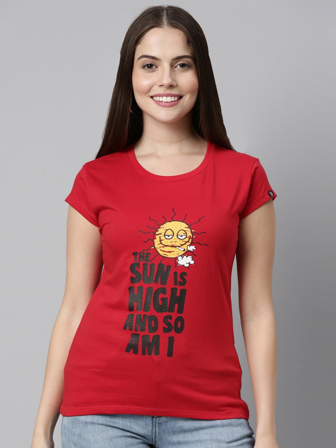

Bushirt Women Red Graphic Printed T-shirt