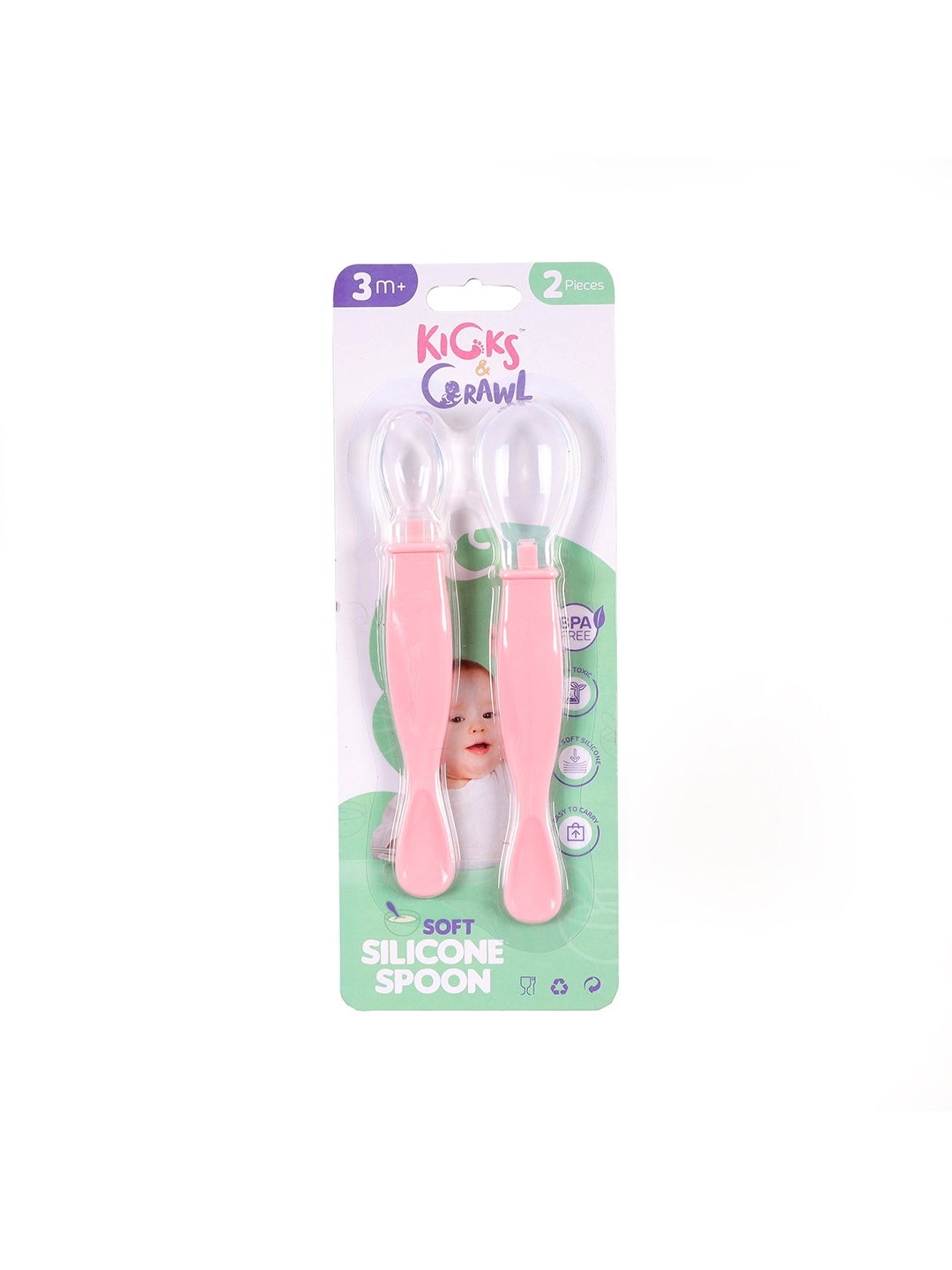

KICKS & CRAWL Pink 2 Silicone Matte Table Spoon