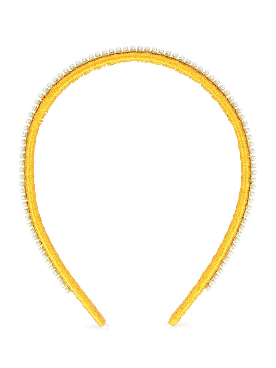 

AKSHARA Girls Mustard Yellow & White Beaded Hairband