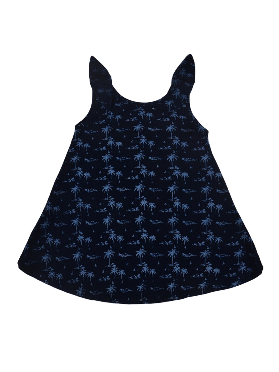 

Gini and Jony Navy Blue Printed Embellished A-Line Top