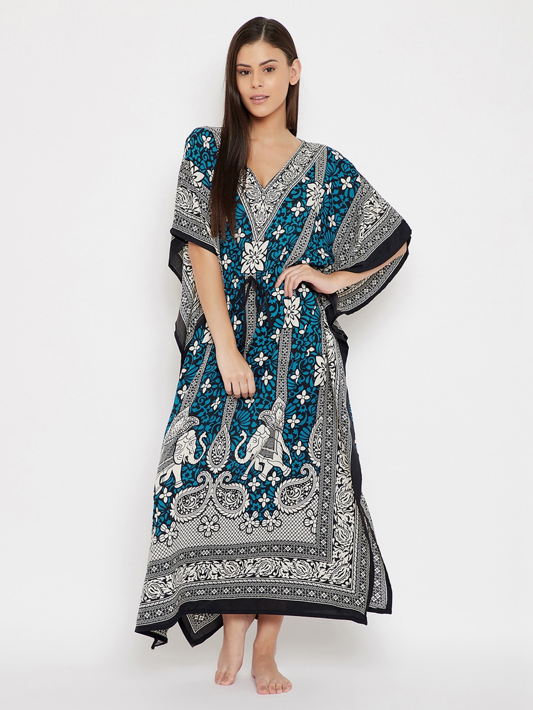

Clovia Blue Printed Maxi Nightdress