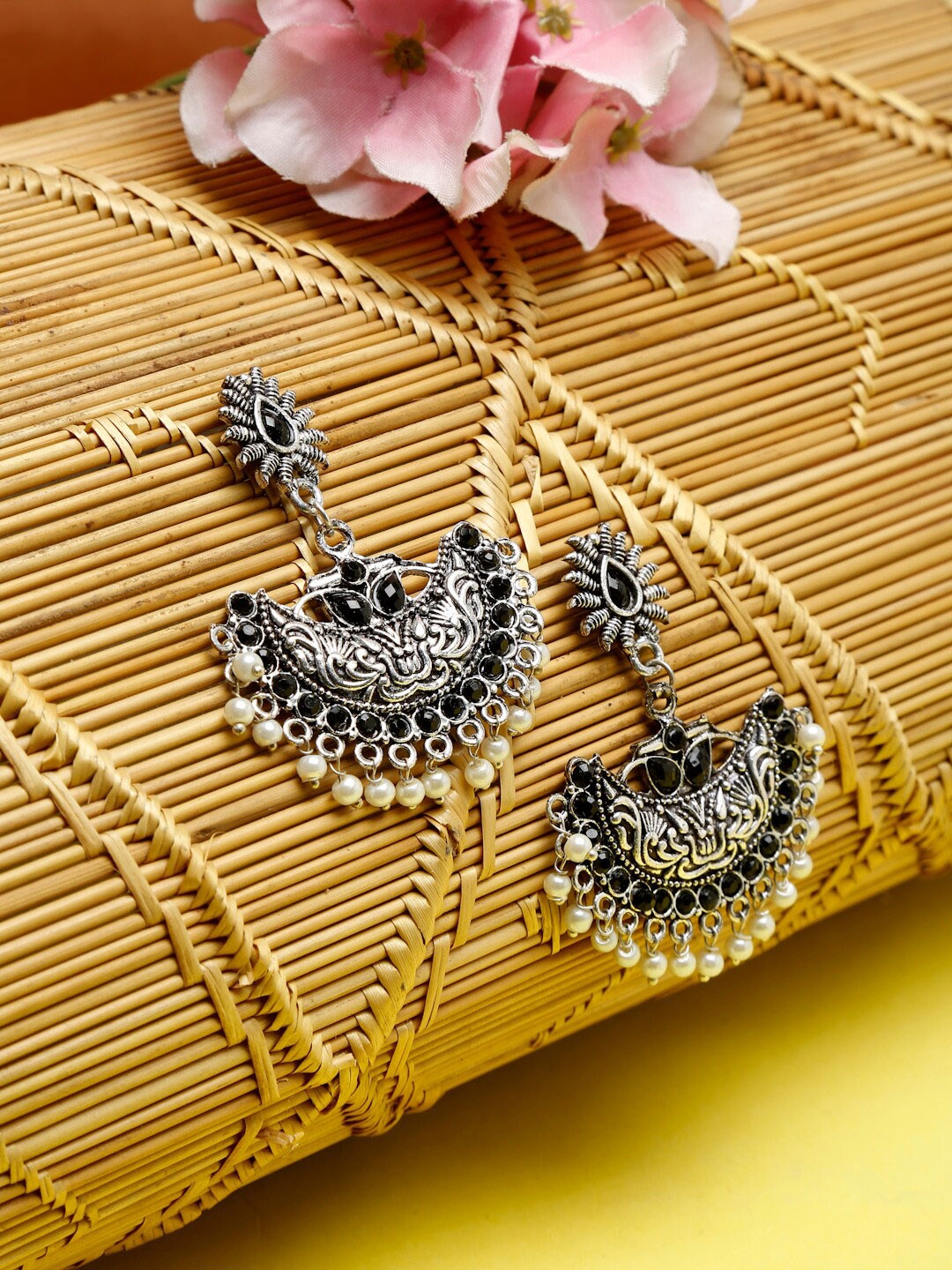 

NEUDIS Silver-Toned Contemporary Drop Earrings