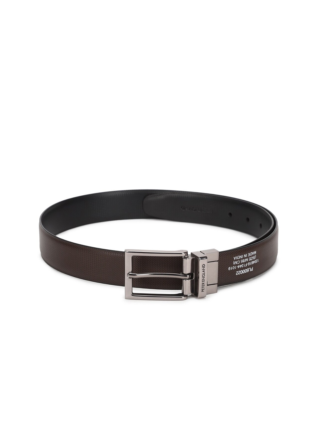 

Peter England Men Black & Brown Textured Reversible Leather Formal Belt