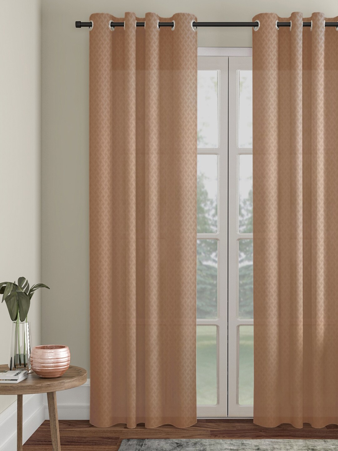 HOSTA HOMES Brown Geometric Door Curtain