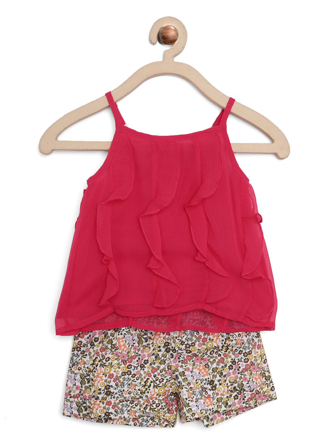 

Nauti Nati Girls Pink & Green Top with Shorts