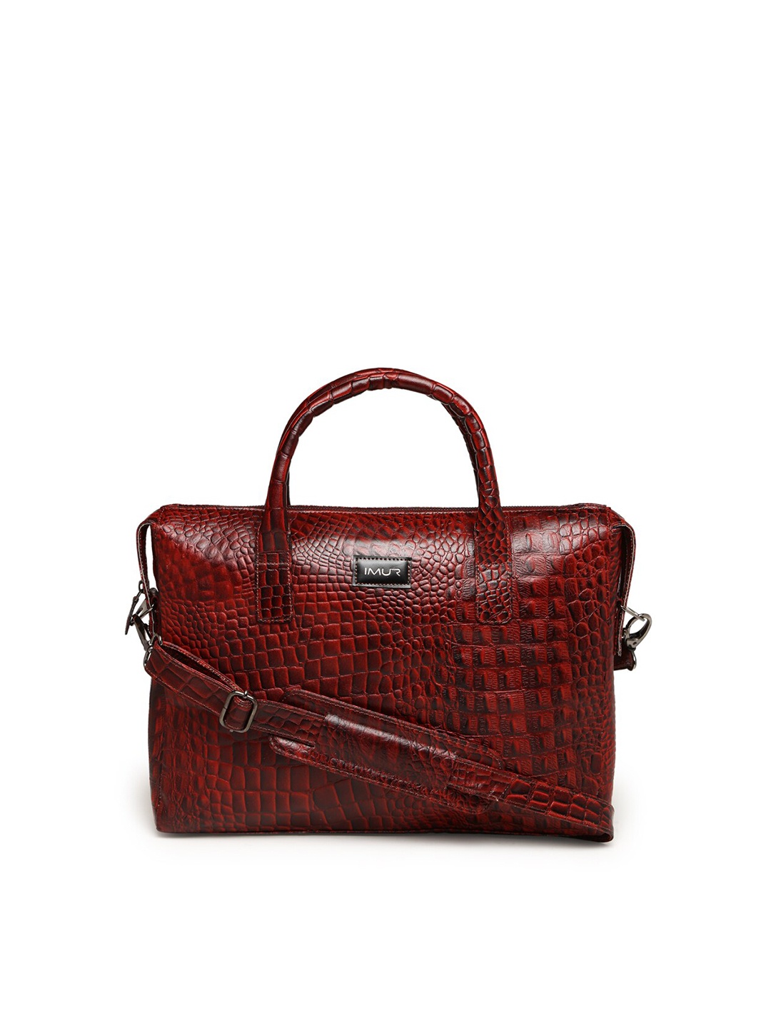 

IMUR Unisex Maroon Textured Leather 15 inch Laptop Bag