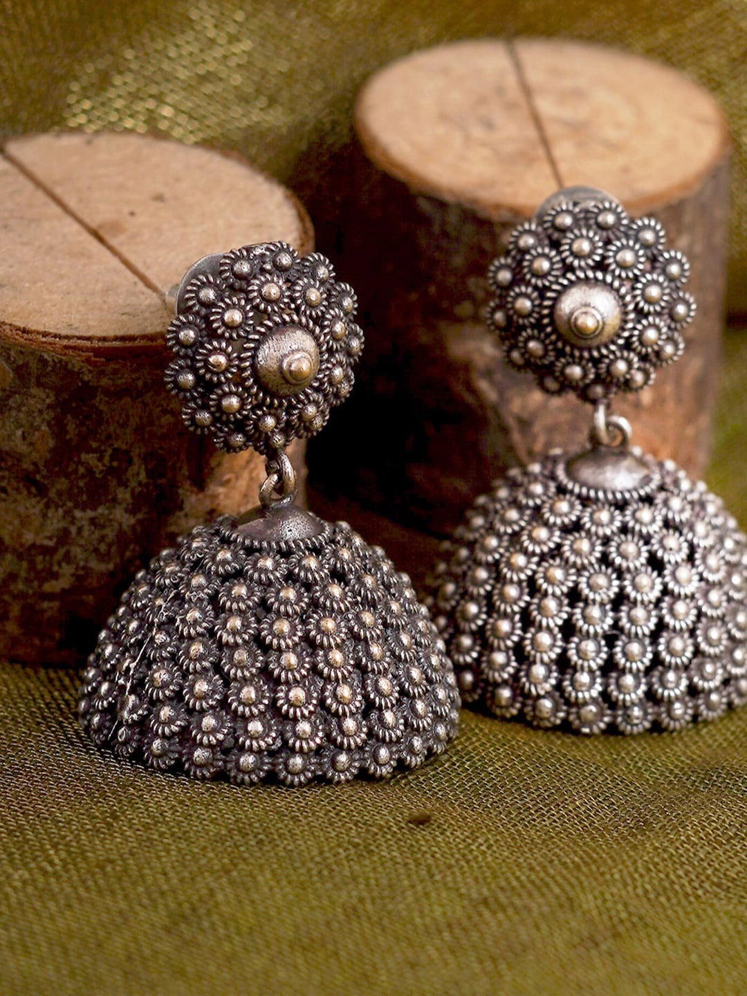 

TEEJH Silver-Toned Contemporary Drop Earrings