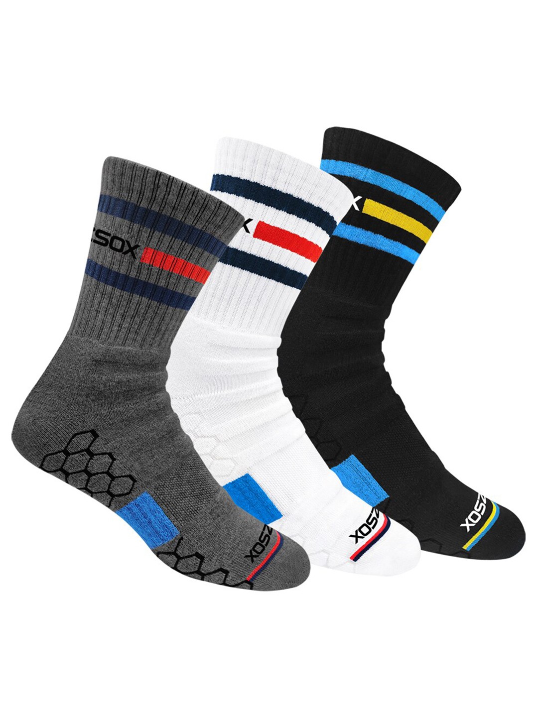 

BLITZSOX Men Multi Pack Of 3 Calf-Length Socks, Grey