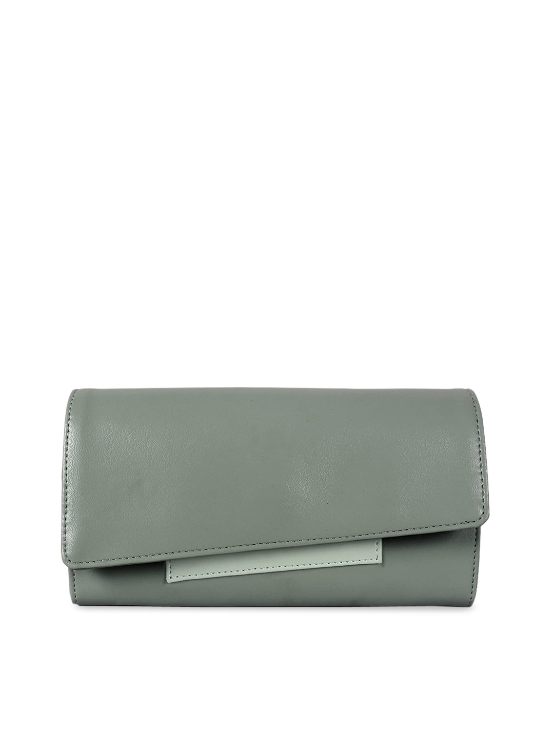 THE CLOWNFISH Gracy Women Olive Green Solid Clutch
