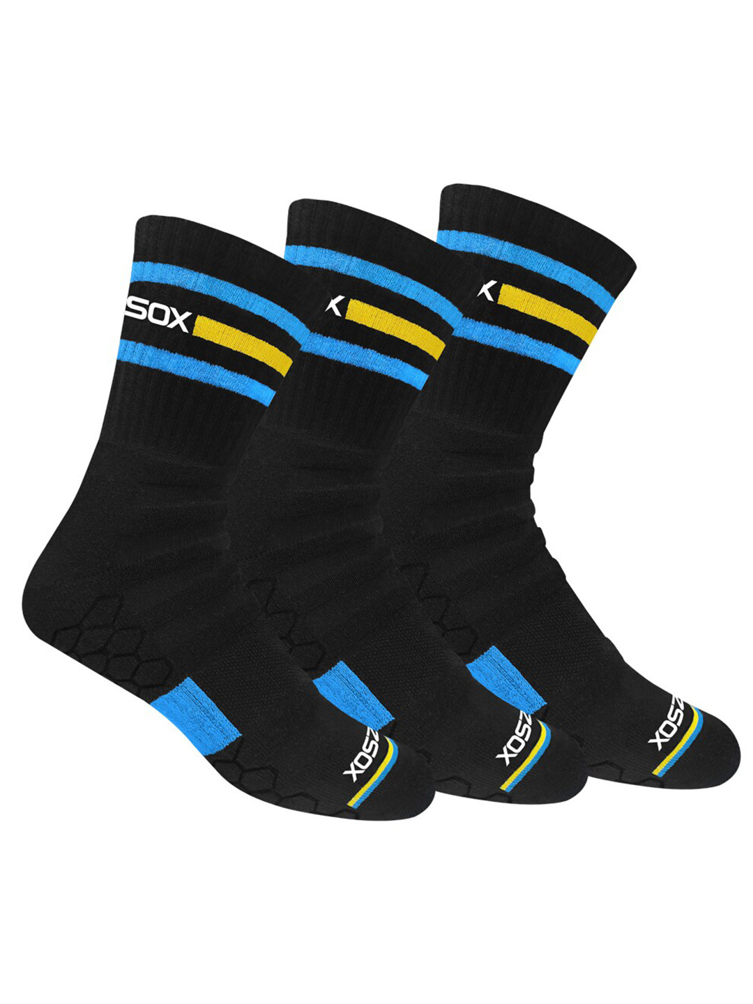 

BLITZSOX Men Pack Of 3 Assorted Calf-Length Hi-Tech Performance Athletic Socks