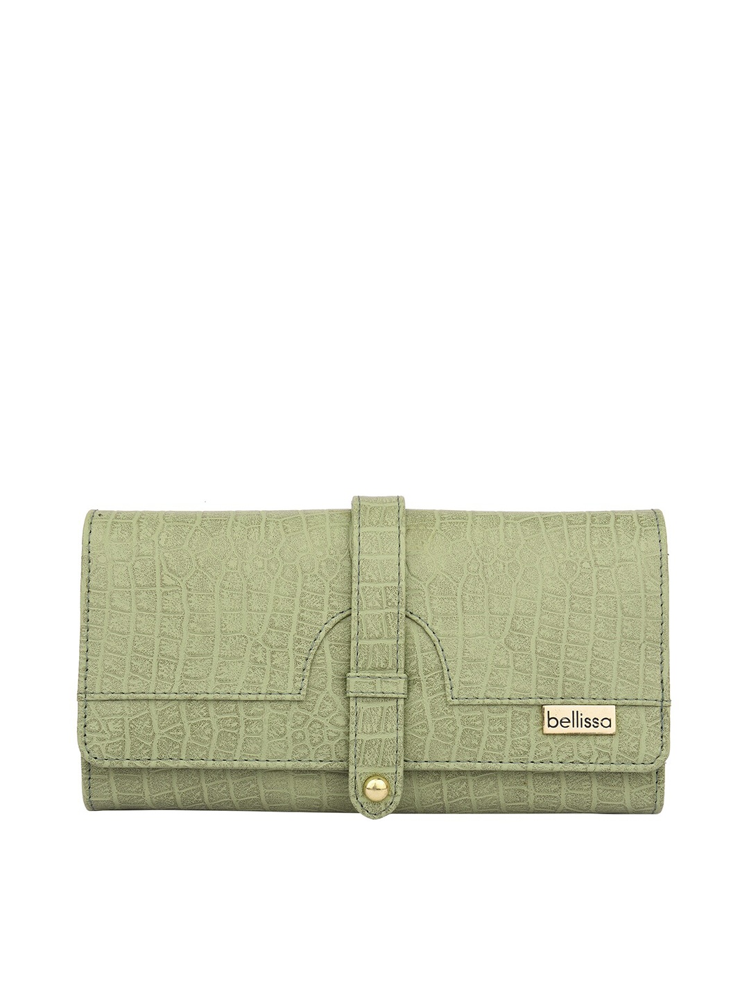 Bellissa Women Green Animal Textured PU Two Fold Wallet