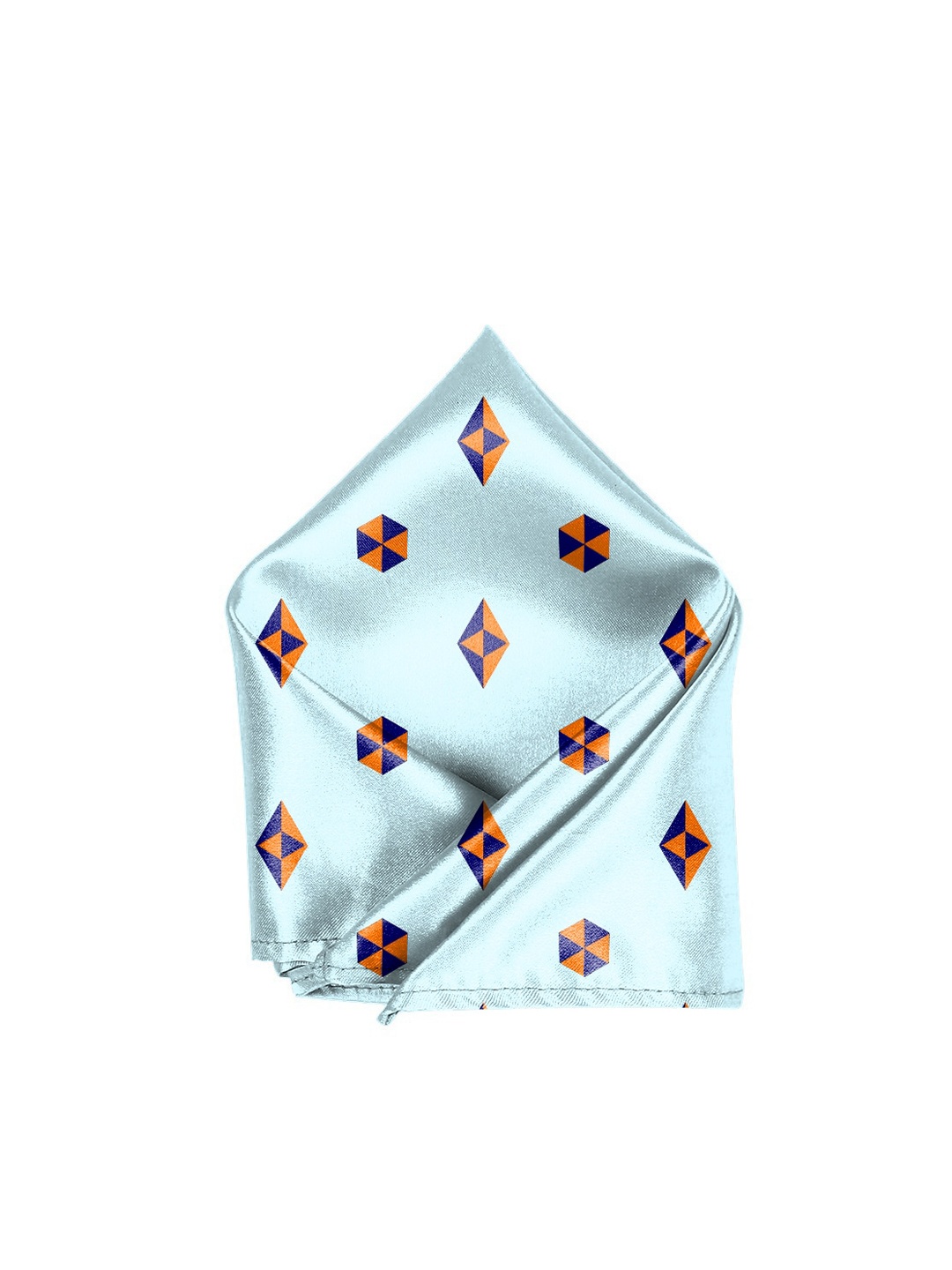 

Blacksmith Men Blue & Orange Printed Pure Satin Pocket Square