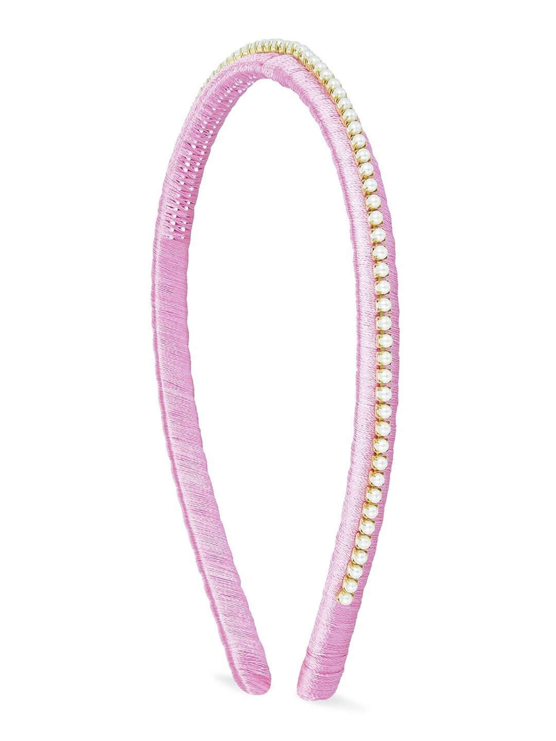 

AKSHARA Girls Pink & White Handcrafted Beaded Hairband with Silk Thread