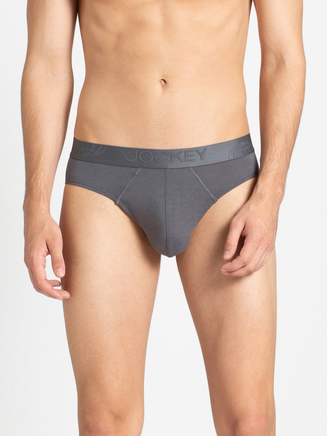 

Jockey Men Grey Solid Basic Briefs IC24-0105-GUNME