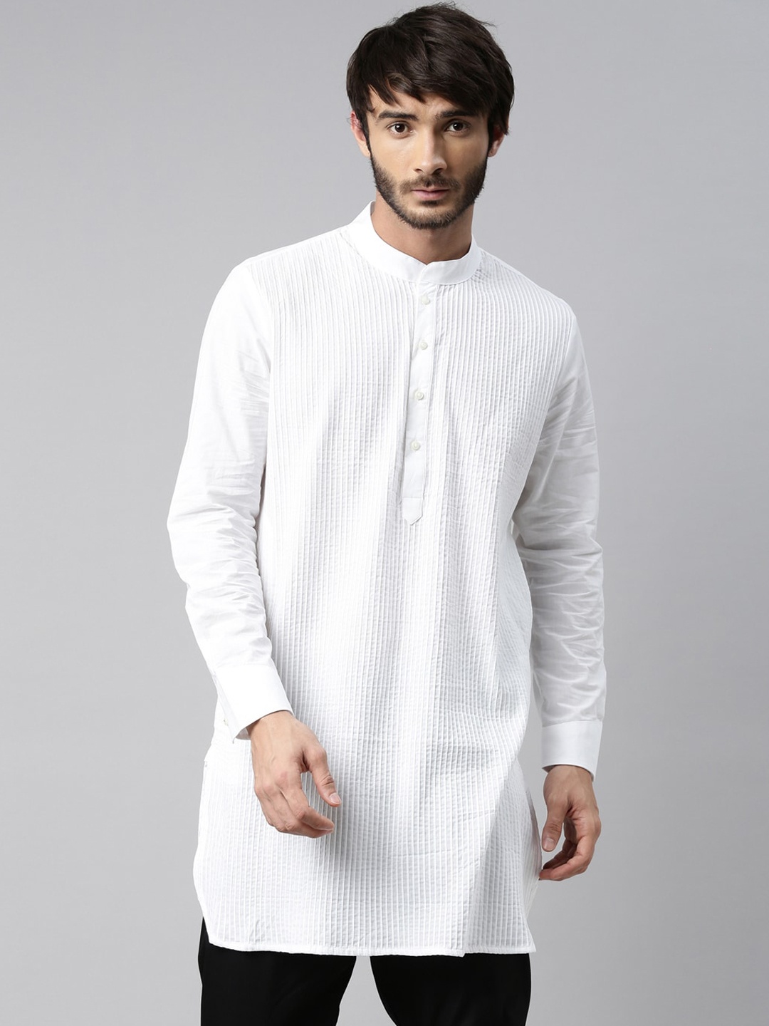 

RARE RABBIT Men Nolan Slim Fit Mandarin Kurta, White