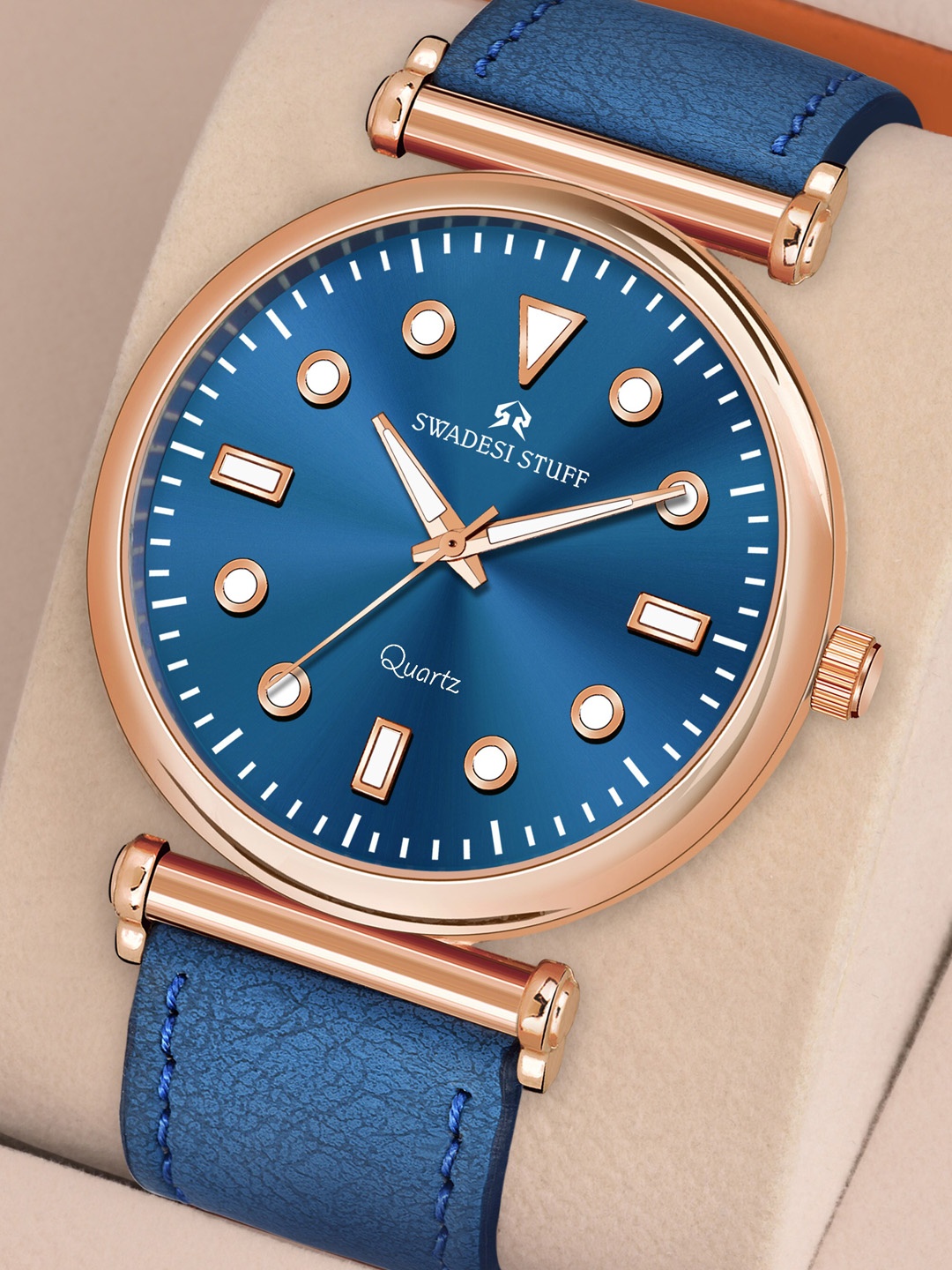 

SWADESI STUFF Unisex Blue Embellished Dial & Leather Straps Analogue Watch - FOX 551 BLUE