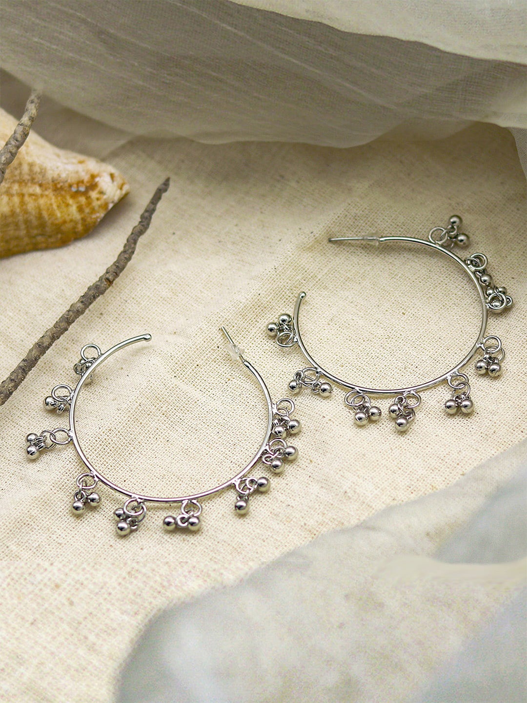 

TEEJH Silver-Toned Contemporary Hoop Earrings