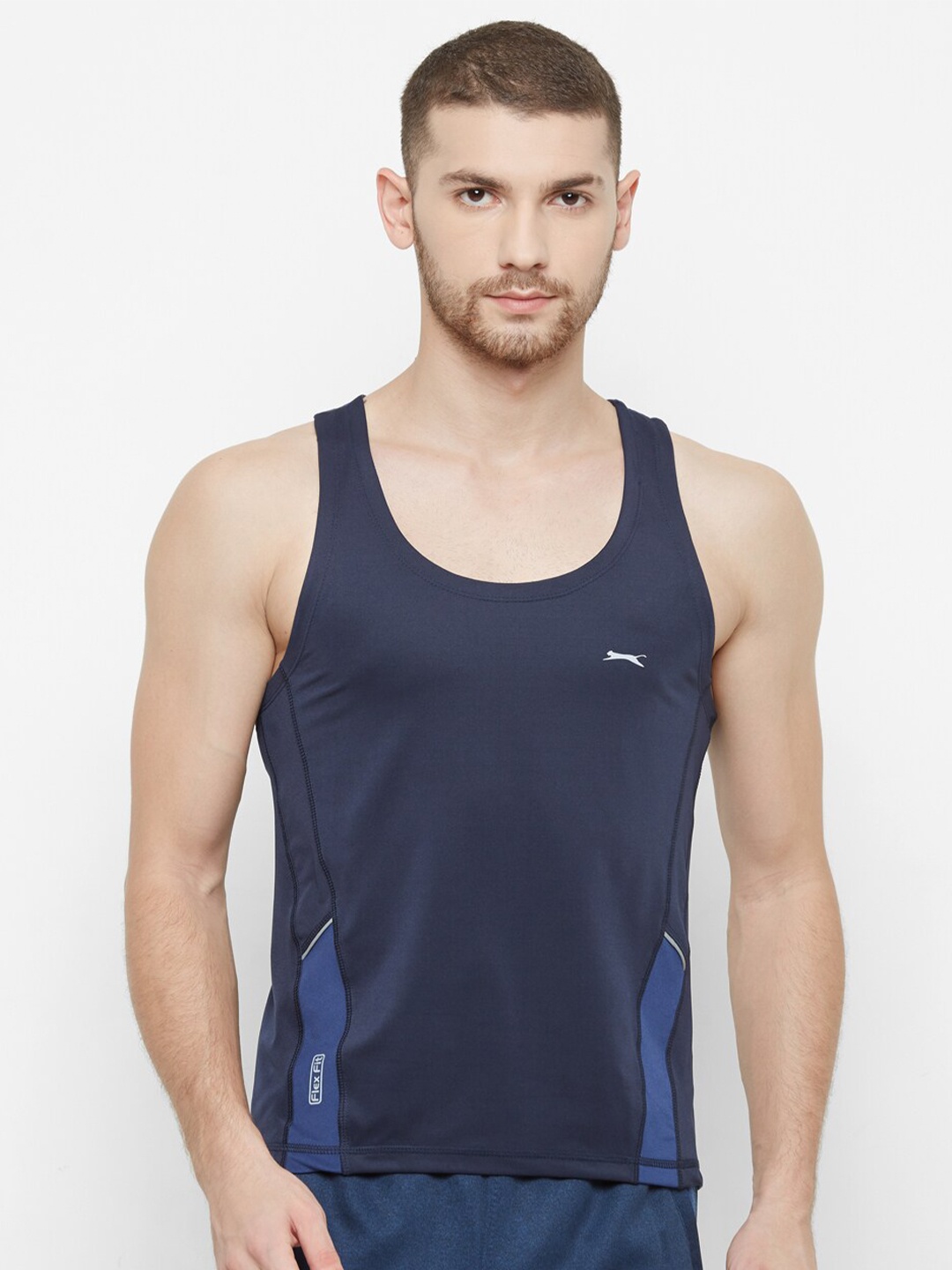 

Black Panther Men Blue Colourblocked Gym Vest