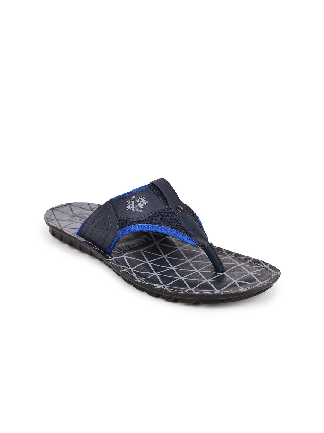 

Liberty Men Navy Blue & Grey Printed Room Slippers