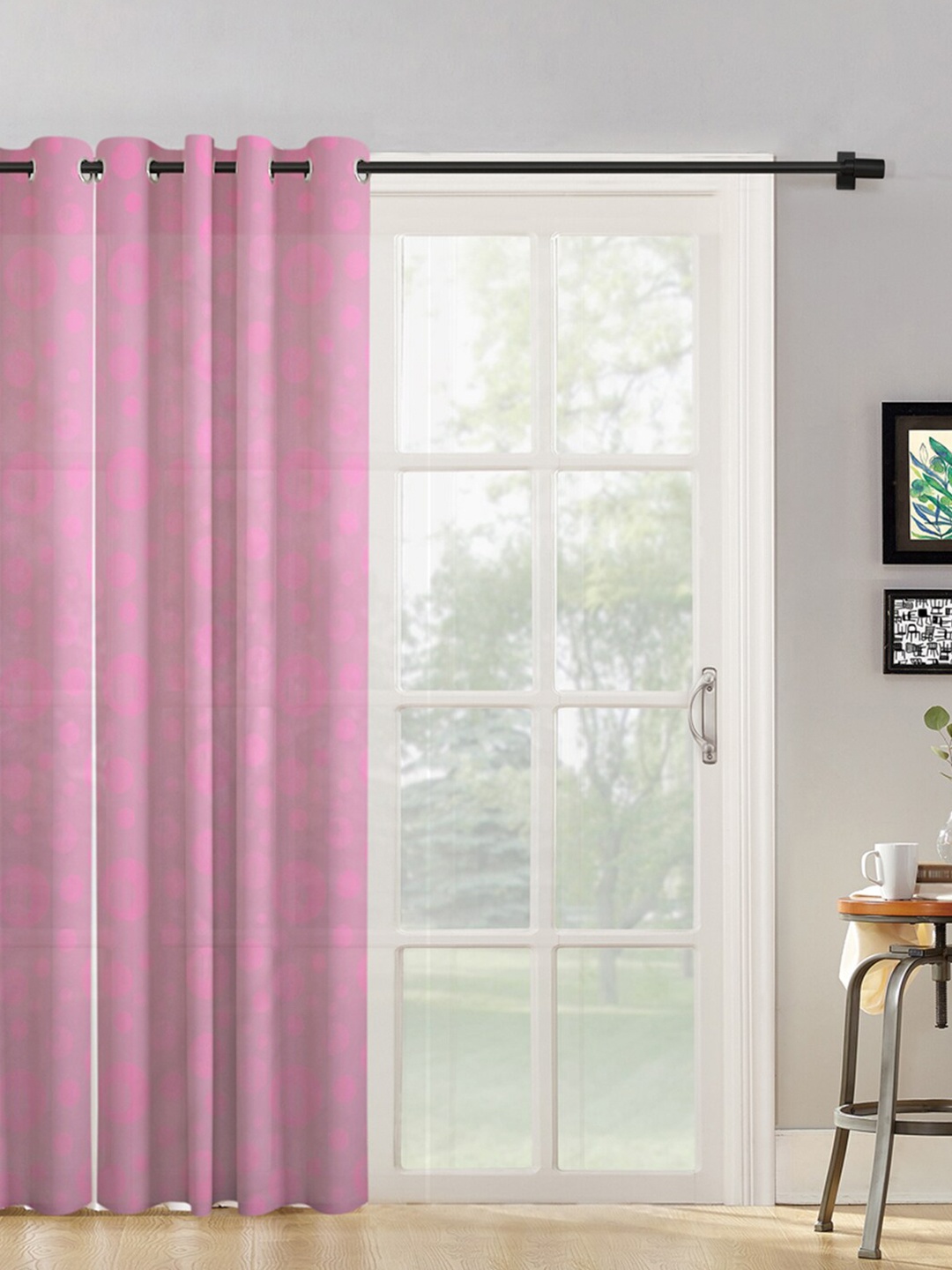 

HOSTA HOMES Pink Geometric Long Door Curtain