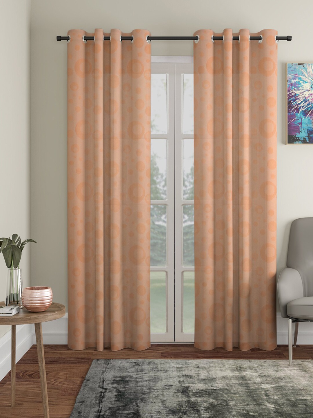 HOSTA HOMES Brown Set of 2 Geometric Door Curtain