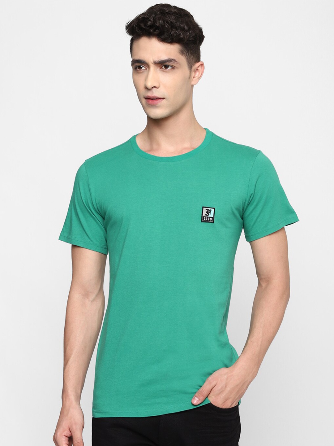 

FOREVER 21 Men Green Applique T-shirt