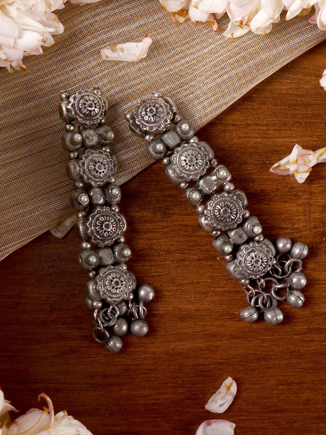 

TEEJH Silver-Plated Contemporary Drop Earrings