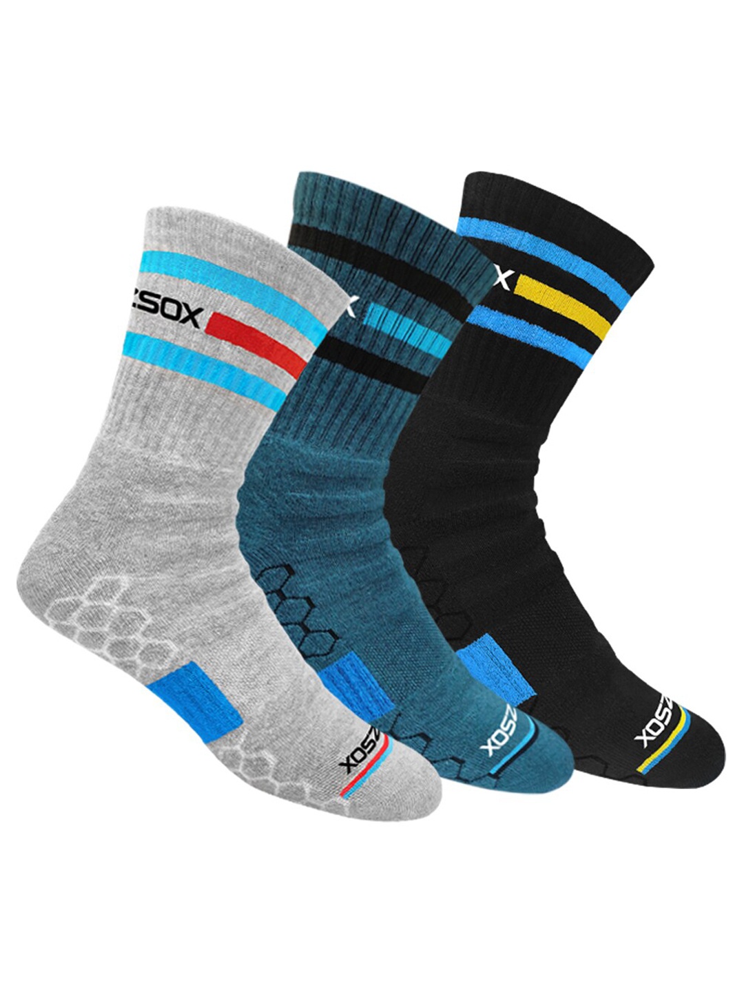 

BLITZSOX Men Pack Of 3 Assorted Crew-Length Socks
