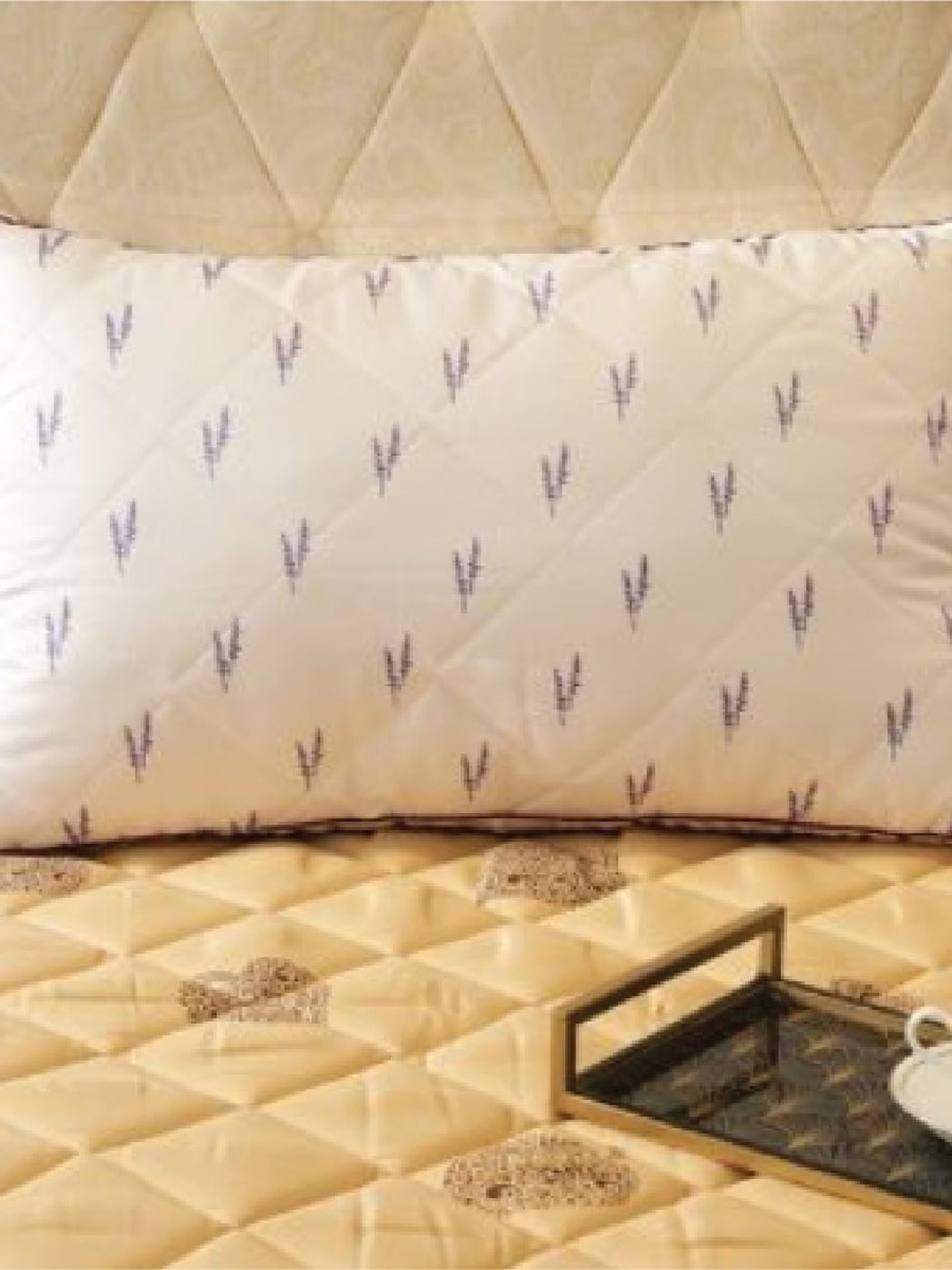 

HomeTown White & Lavender-Coloured Printed Sleep Pillow