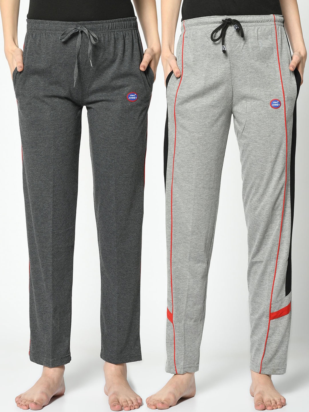 VIMAL JONNEY Women Pack Of 2 Grey Solid Lounge Pants