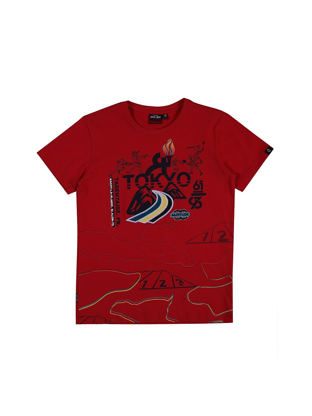 Gini and Jony Boys Red Graphic Printed T-shirt