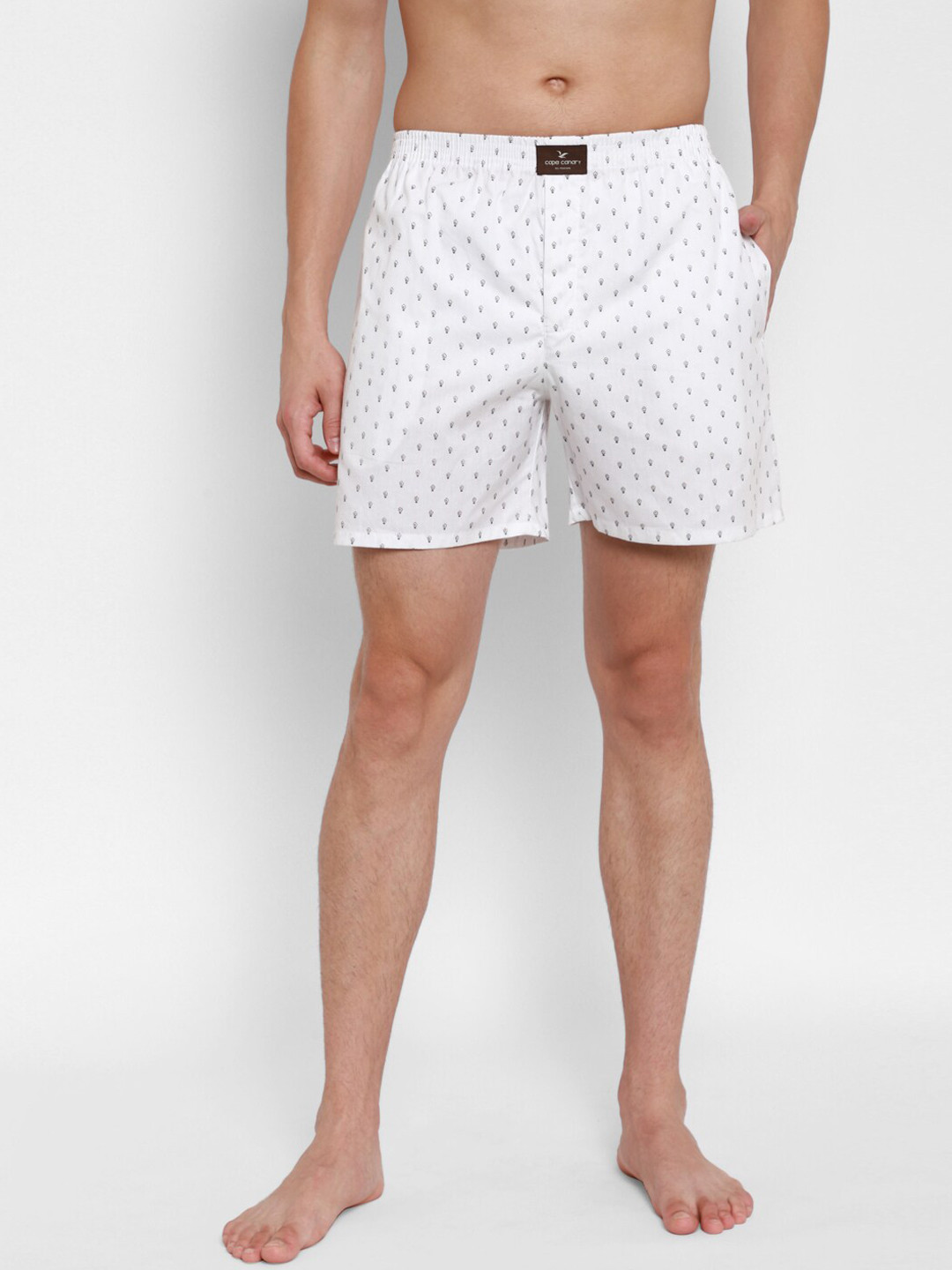 

cape canary Men White Printed Pure Cotton Boxers CCAMBXLAMP