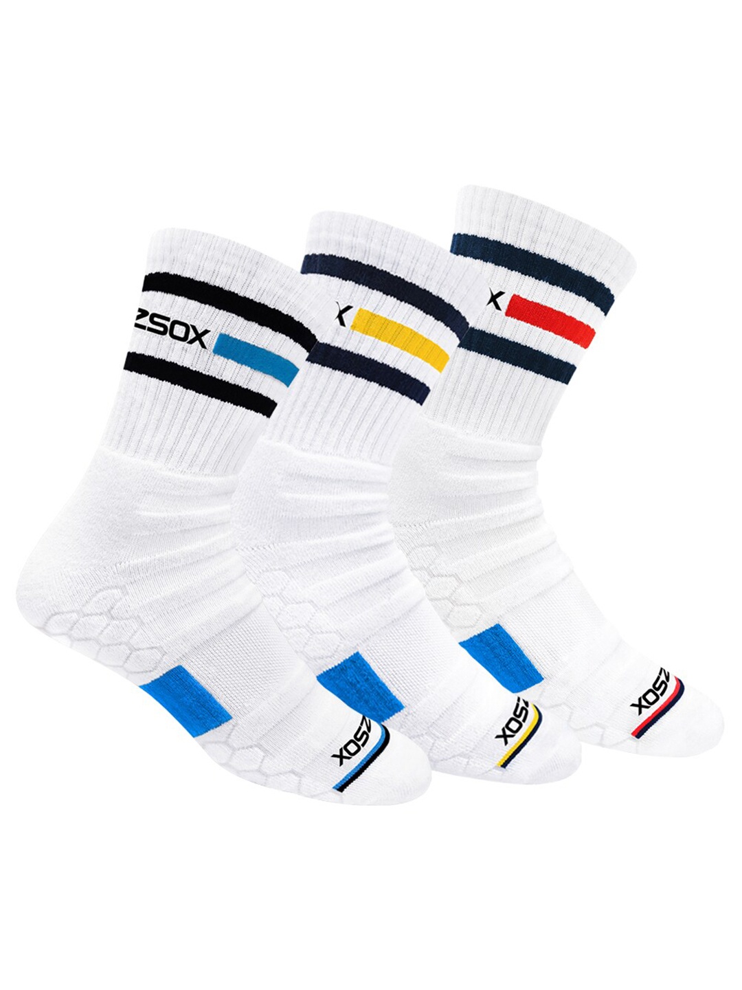 

BLITZSOX Men Pack Of 3 Assorted Calf-Length Hi-Tech Performance Athletic Socks
