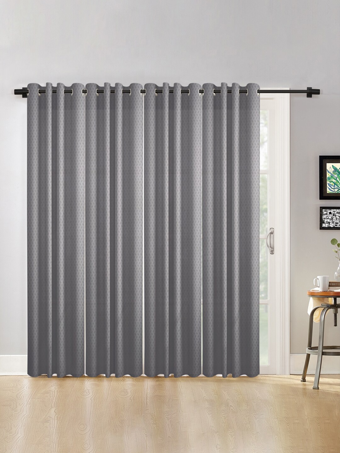 

HOSTA HOMES Grey Set of 4 Long Door Curtain