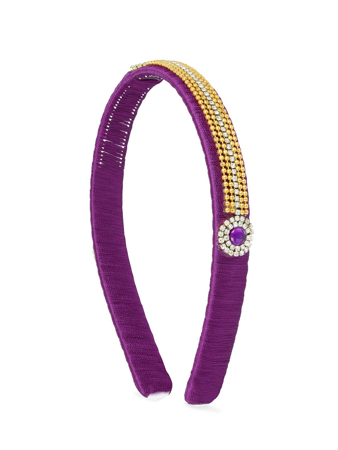 AKSHARA Girls Purple Handcrafted Embellished Hairband with Silk Thread