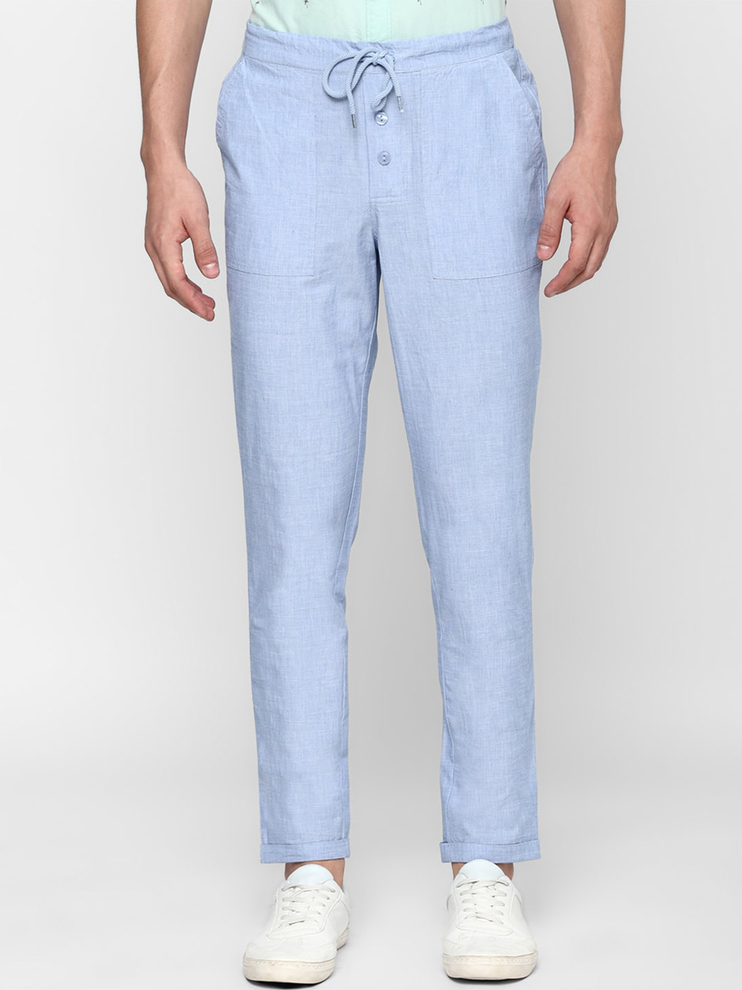 

FOREVER 21 Men Blue Solid Trousers