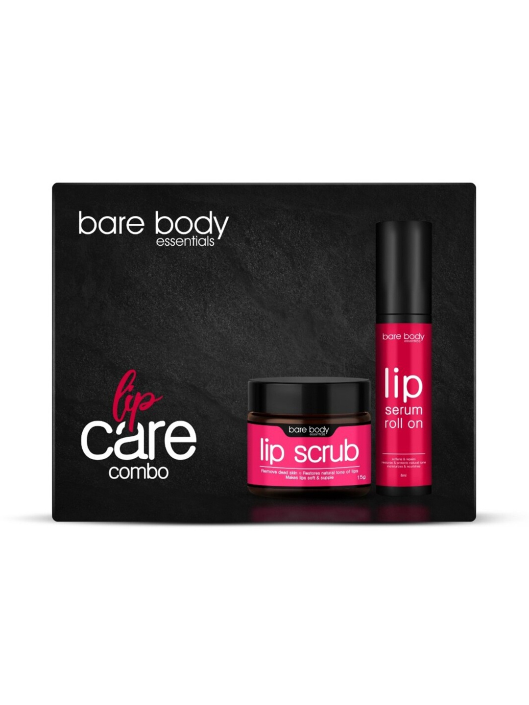 

bare body essentials Lip Care Combo - Lip Scrub 15g & Lip Serum Roll On 8ml, Multi