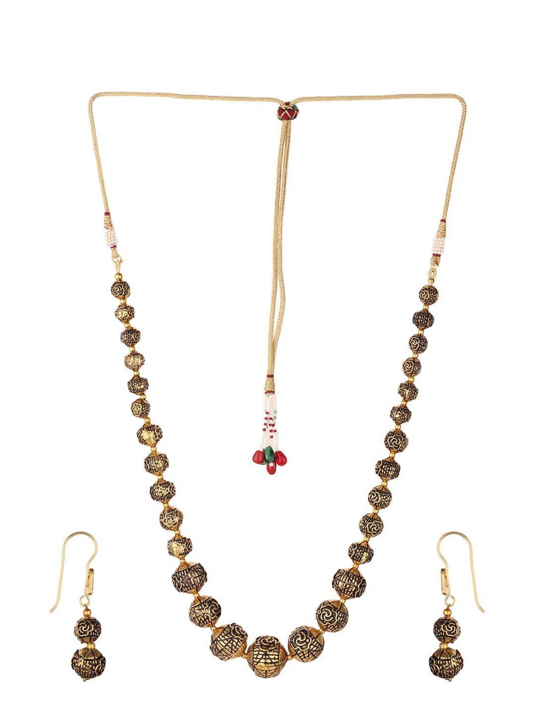 

Runjhun Gold-Plated Handcrafted Beaded Designer Jewellery Set
