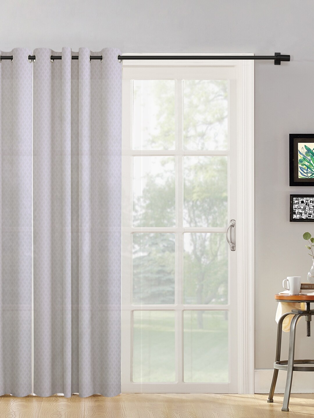 

HOSTA HOMES White Geometric Long Door Curtain